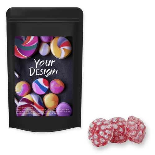 Himbeer Bonbons (vegan), ca. 80g, Standbeutel Midi schwarz