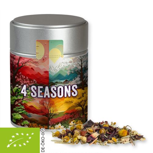 Bio Kräutertee Vierjahreszeiten, ca. 30g, Metalldose Midi silber
