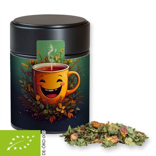 Bio Kräutertee Glücksgefühle, ca. 50g, Metalldose Midi schwarz