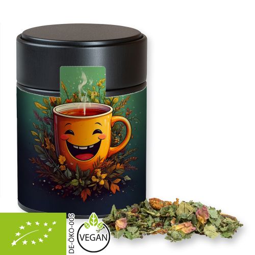 Bio Kräutertee Glücksgefühle, ca. 50g, Metalldose Midi schwarz