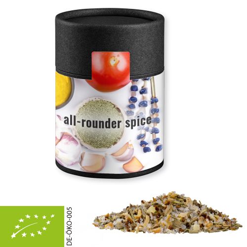 Bio Gewürzmischung Alleskönner, ca. 75g, Kraftpapierdose Midi schwarz