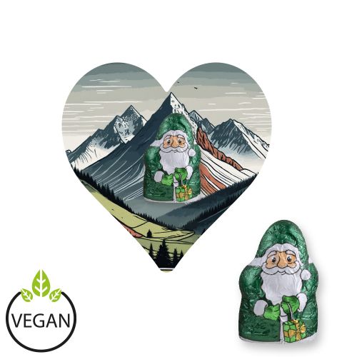 Mini Schoko-Weihnachtsmänner vegan, ca. 7g, Flyer Mini Herzform
