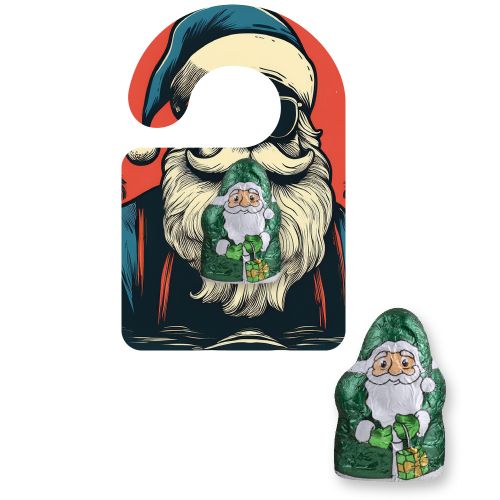 Mini Schoko-Weihnachtsmänner (vegan), ca. 7g, Flyer Mini Hänger
