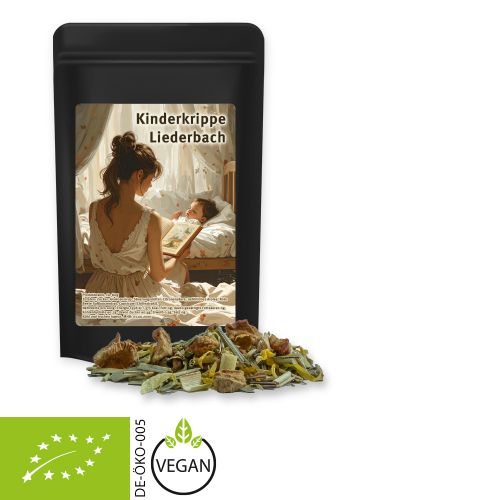 Bio Kräutertee Seelenwohl, ca. 12g, Standbeutel Mini schwarz