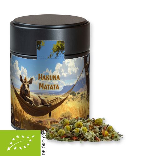 Bio Rotbuschtee Entspannungszeit, ca. 50g, Metalldose Midi schwarz