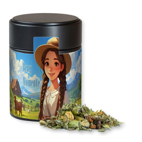 Kräutertee Bergtee & Zitrus, ca. 40g, Metalldose Midi schwarz