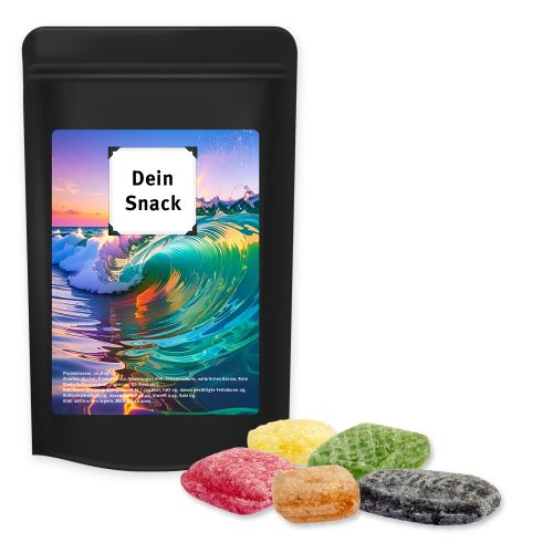 Hustenbonbons, ca. 80g, Standbeutel Midi schwarz