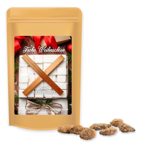 Feuergebrannte Mandeln ohne Zuckerzusatz (vegan), ca. 80g, Standbeutel Midi